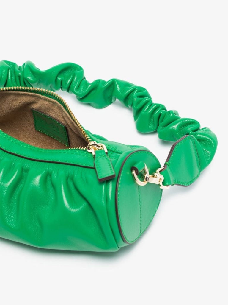 Green Ruched Mini Cylinder Xx Leather Shoulder Bag