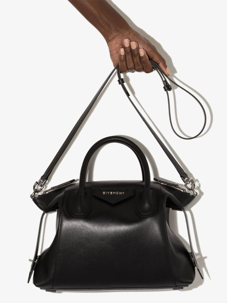 Black Antigona Soft Small Leather Tote Bag