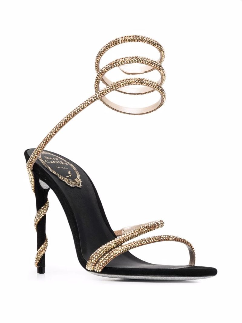 Black Margot 120 Crystal Embellished Leather Sandals