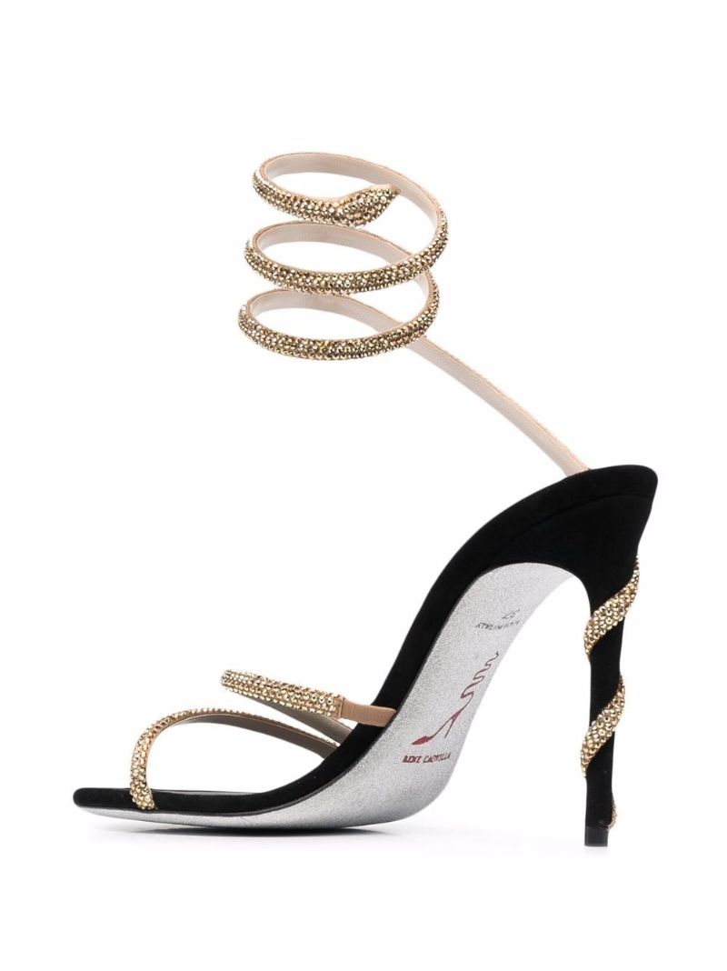 Black Margot 120 Crystal Embellished Leather Sandals