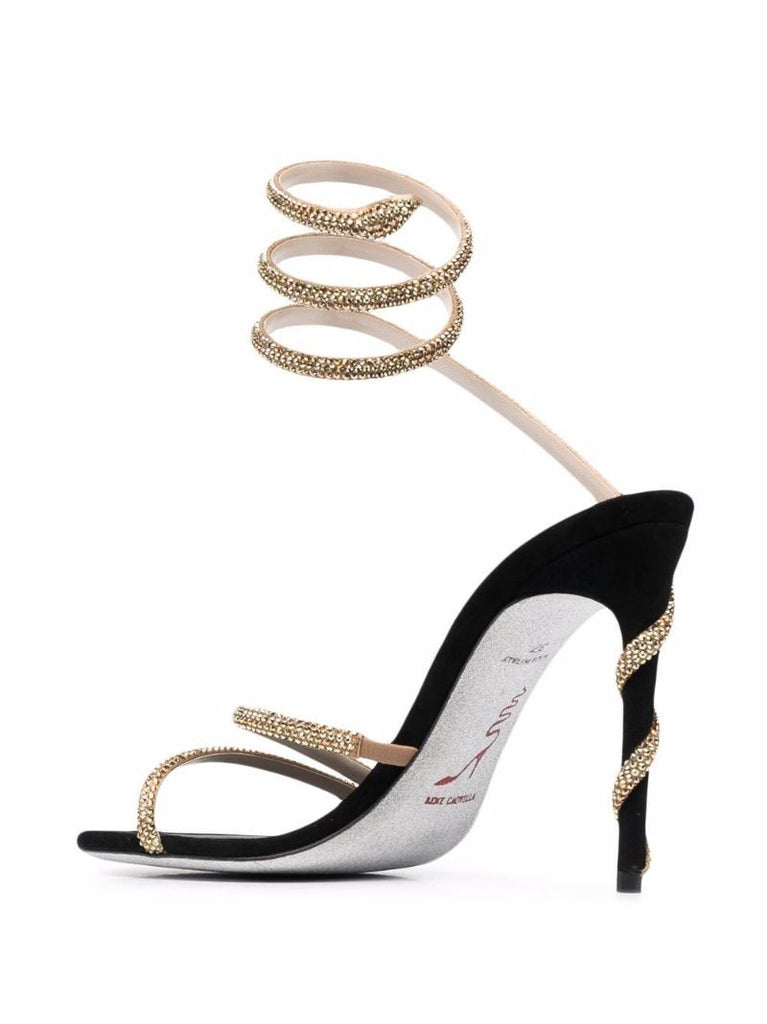 Black Margot 120 Crystal Embellished Leather Sandals