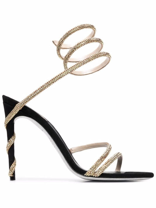 Black Margot 120 Crystal Embellished Leather Sandals