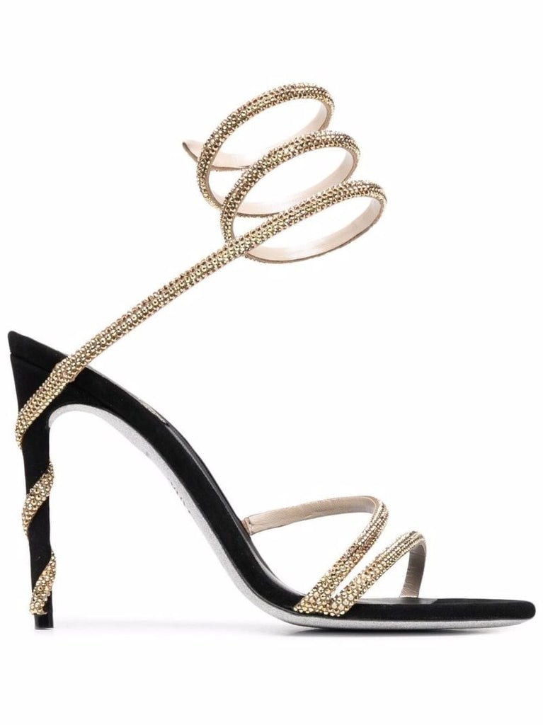 Black Margot 120 Crystal Embellished Leather Sandals