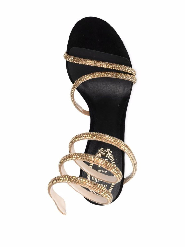 Black Margot 120 Crystal Embellished Leather Sandals