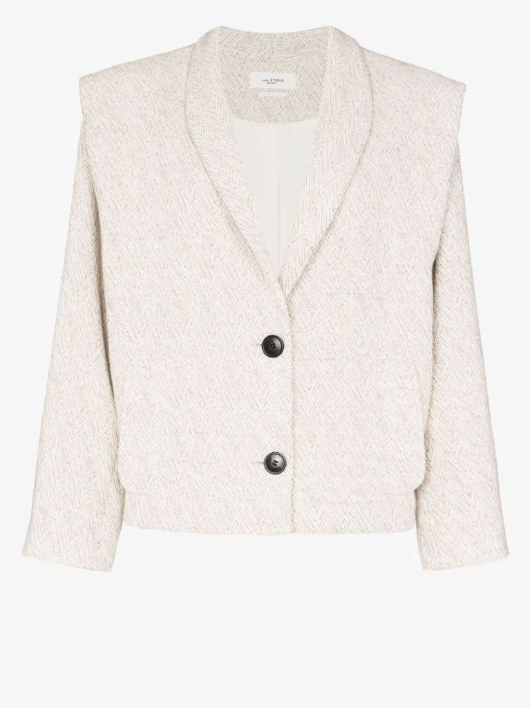 Neutral Drogo Single-breasted Herringbone Jacket