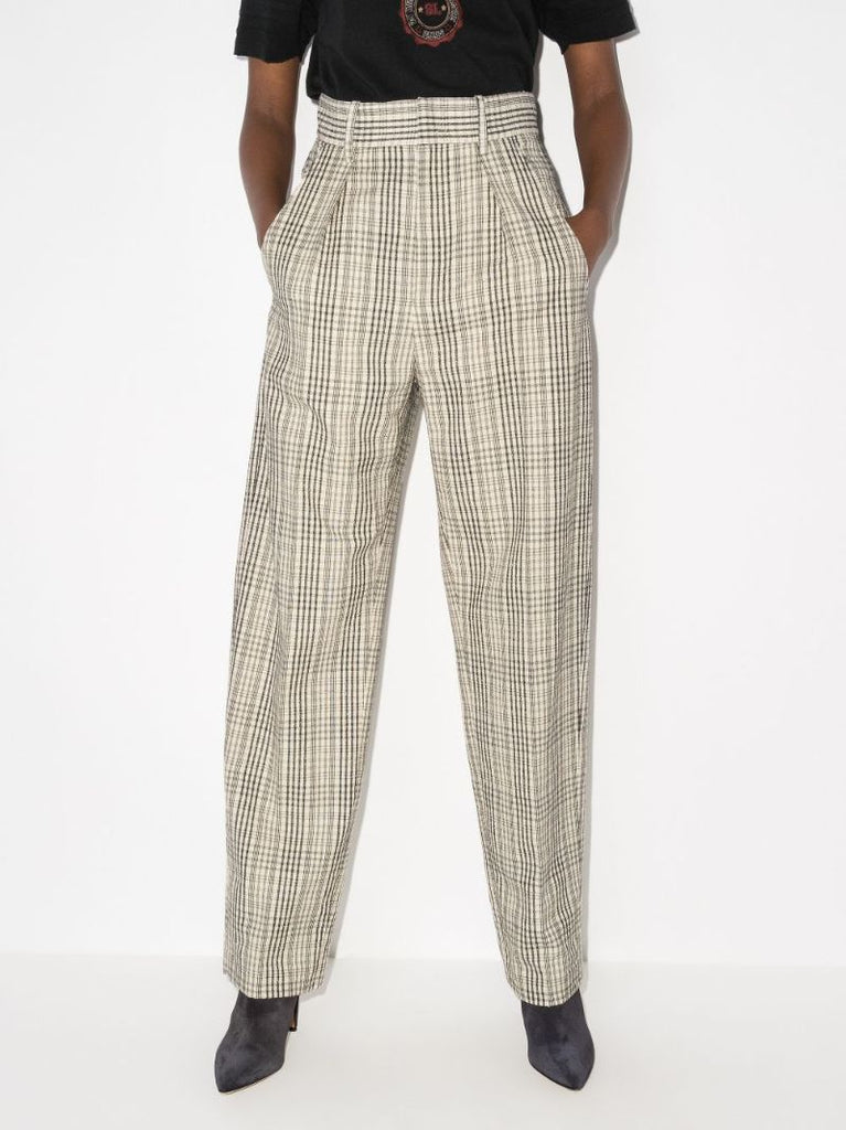 Miro Wide Leg Checked Trousers