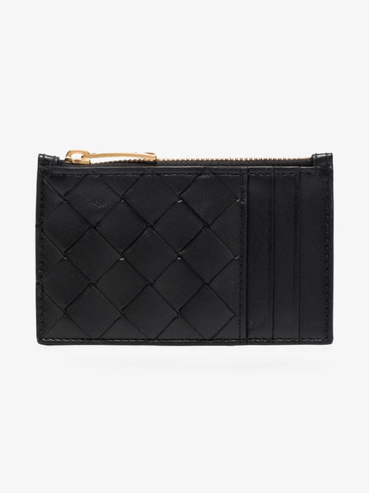 Black Intrecciato Leather Card Holder