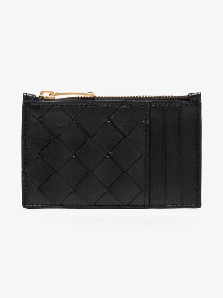 Black Intrecciato Leather Card Holder