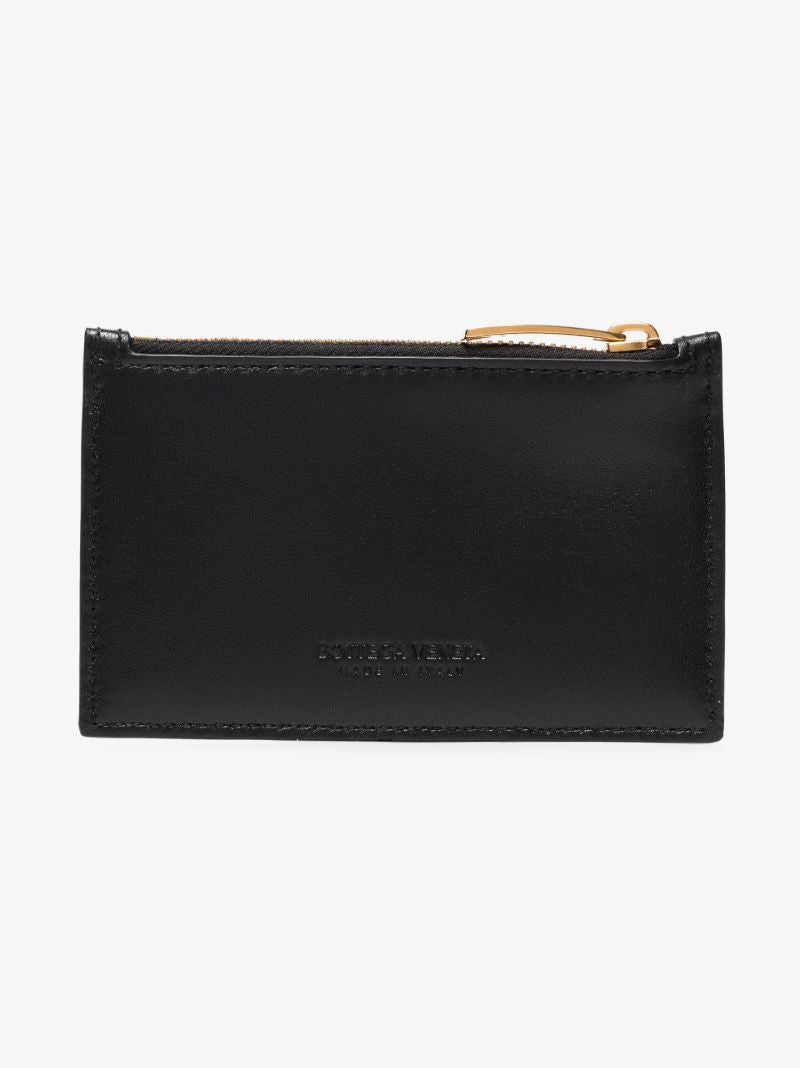 Black Intrecciato Leather Card Holder