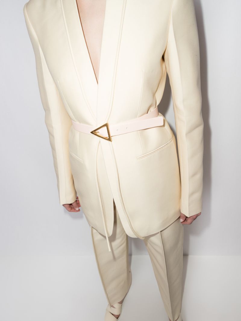 White Triangle Leather Belt