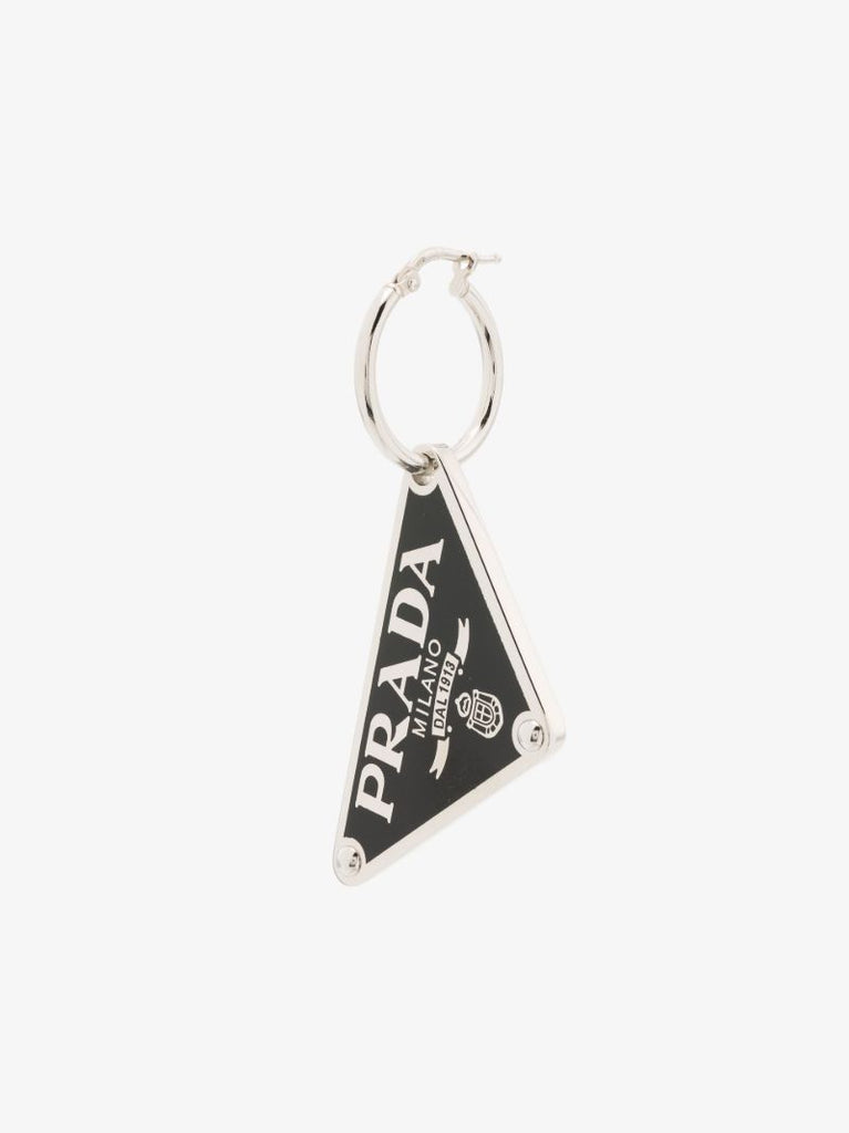 Sterling Silver Logo Plaque Hoop Earring