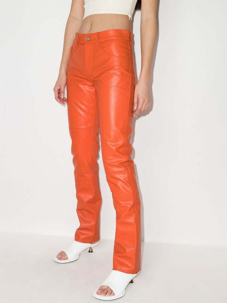 Straight Leg Leather Trousers