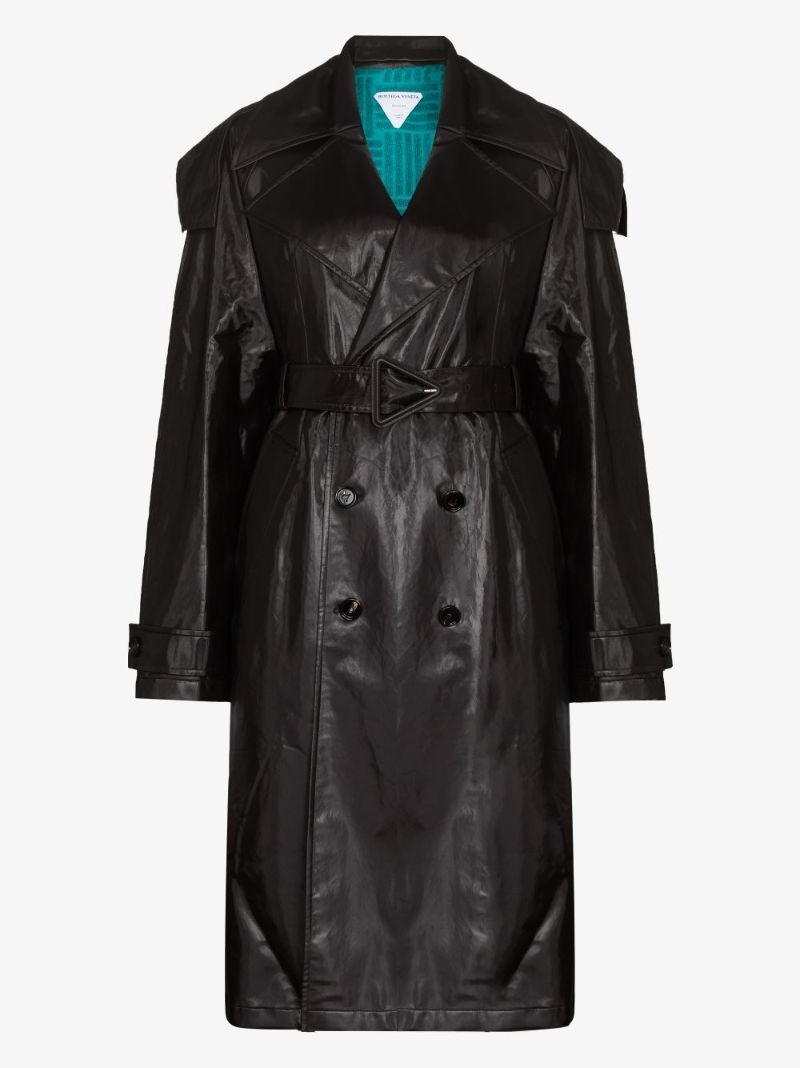 Brown Hooded Coated Cotton Trench Coat