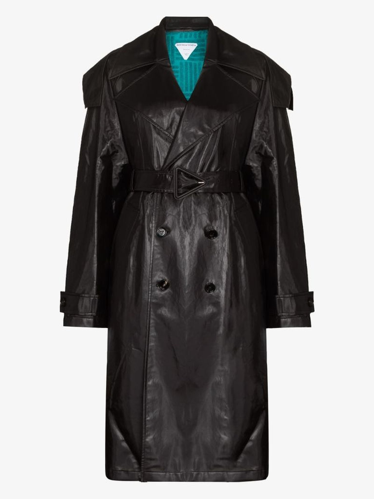 Brown Hooded Coated Cotton Trench Coat