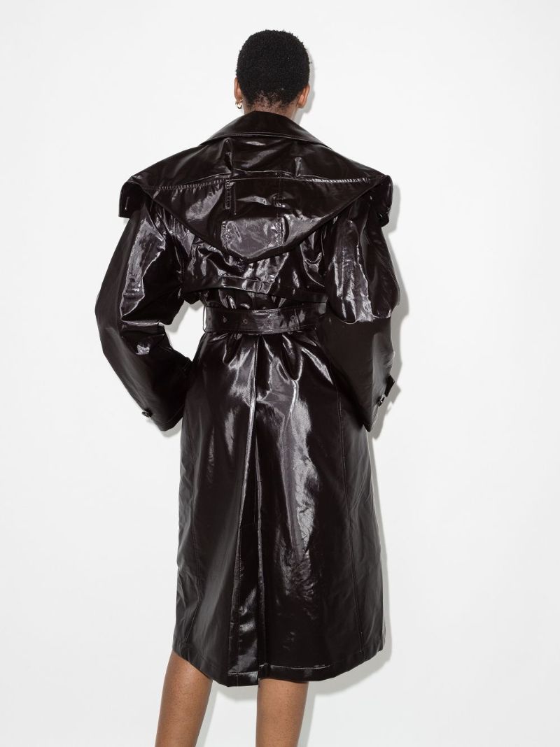 Brown Hooded Coated Cotton Trench Coat