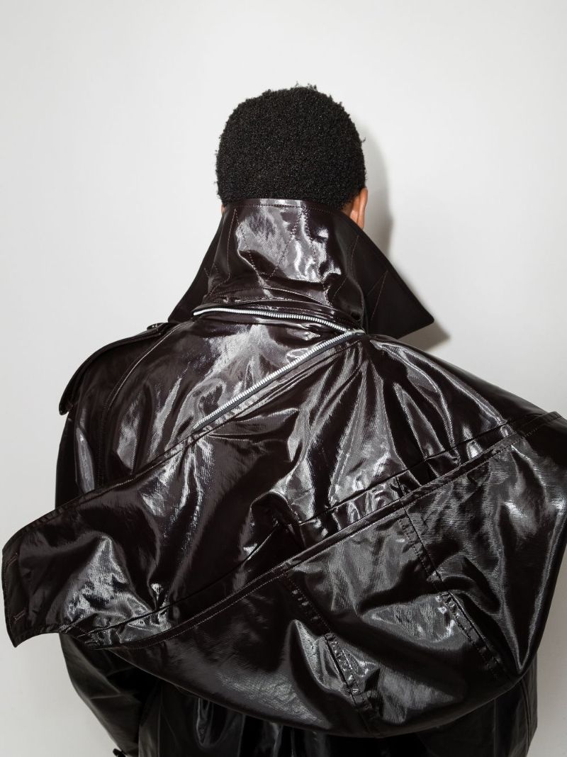 Brown Hooded Coated Cotton Trench Coat