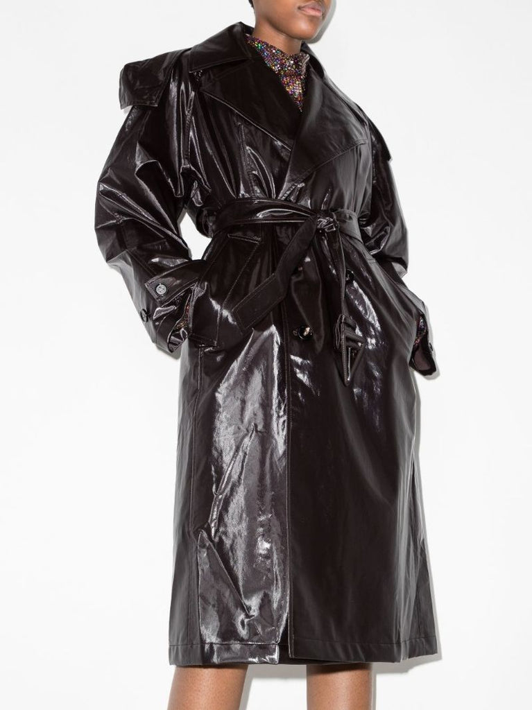 Brown Hooded Coated Cotton Trench Coat