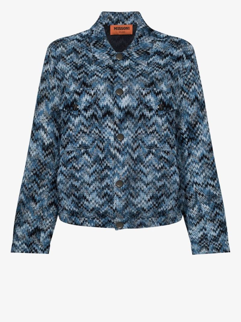 Blue Zigzag Knit Jacket