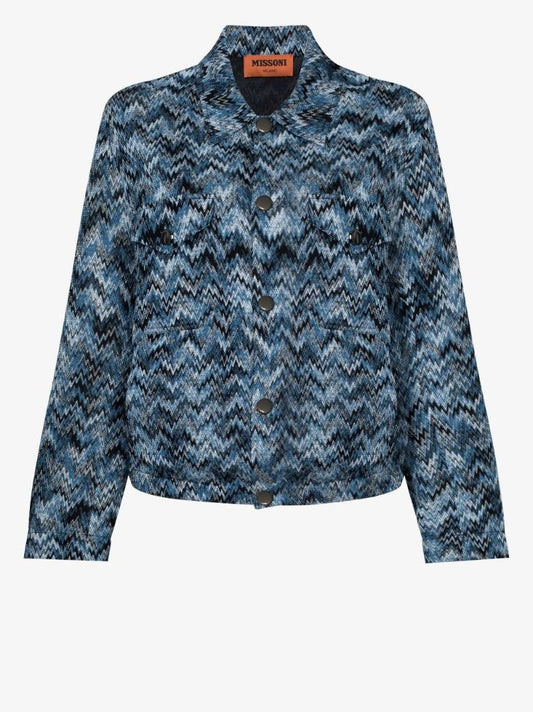 Blue Zigzag Knit Jacket
