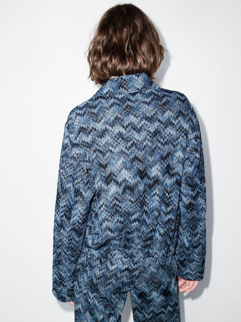 Blue Zigzag Knit Jacket