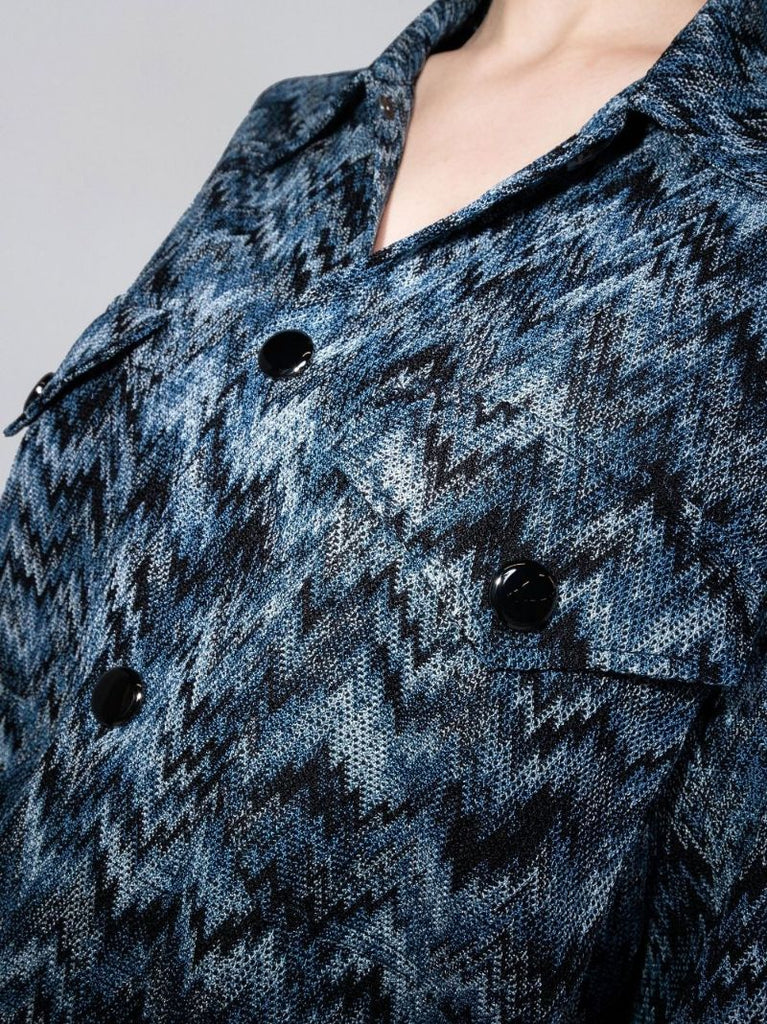 Blue Zigzag Knit Jacket