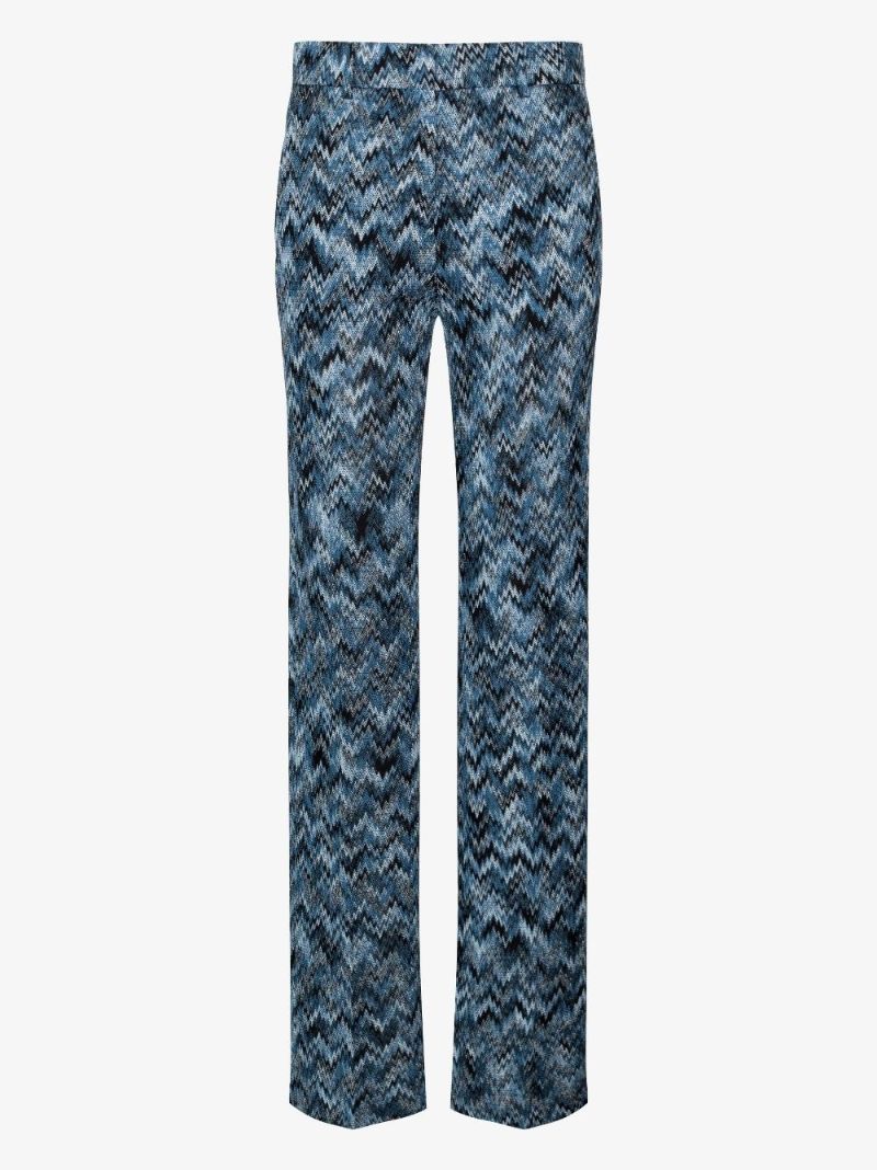 Blue Zigzag Straight Leg Trousers