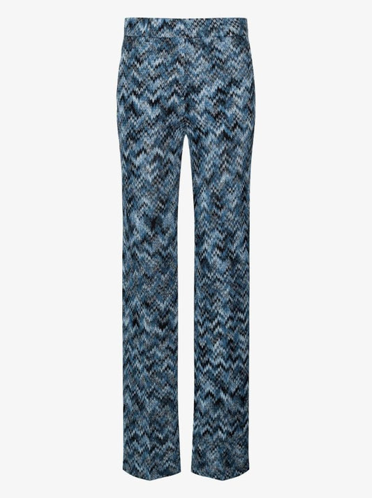 Blue Zigzag Straight Leg Trousers