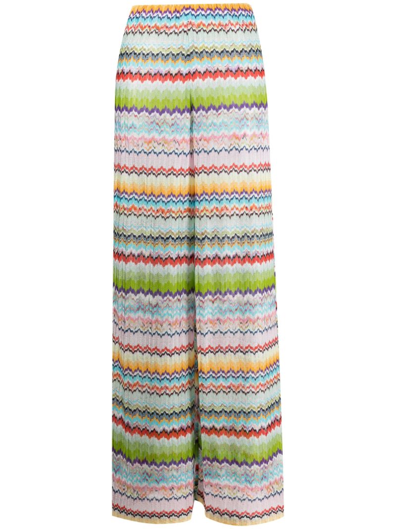 Multicoloured Zigzag Print Wide Leg Trousers