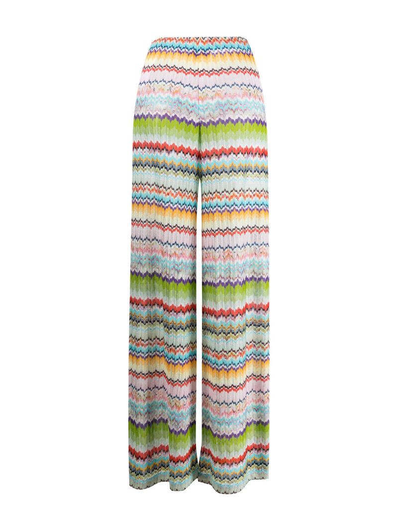 Multicoloured Zigzag Print Wide Leg Trousers