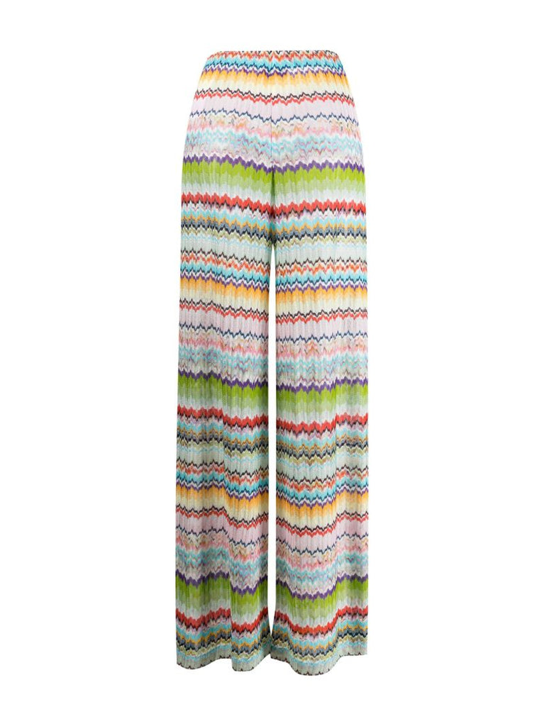 Multicoloured Zigzag Print Wide Leg Trousers