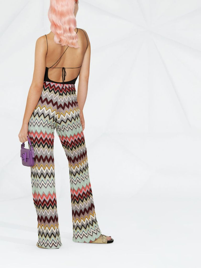 Green Wide-leg Crochet-knit Trousers
