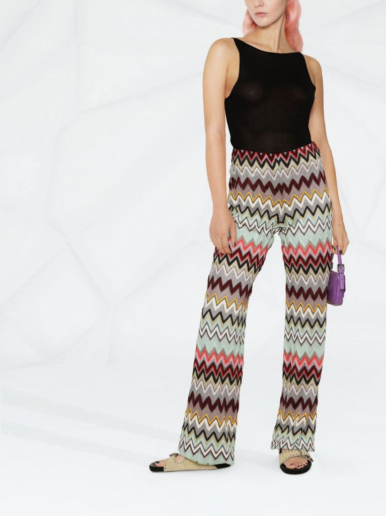 Green Wide-leg Crochet-knit Trousers