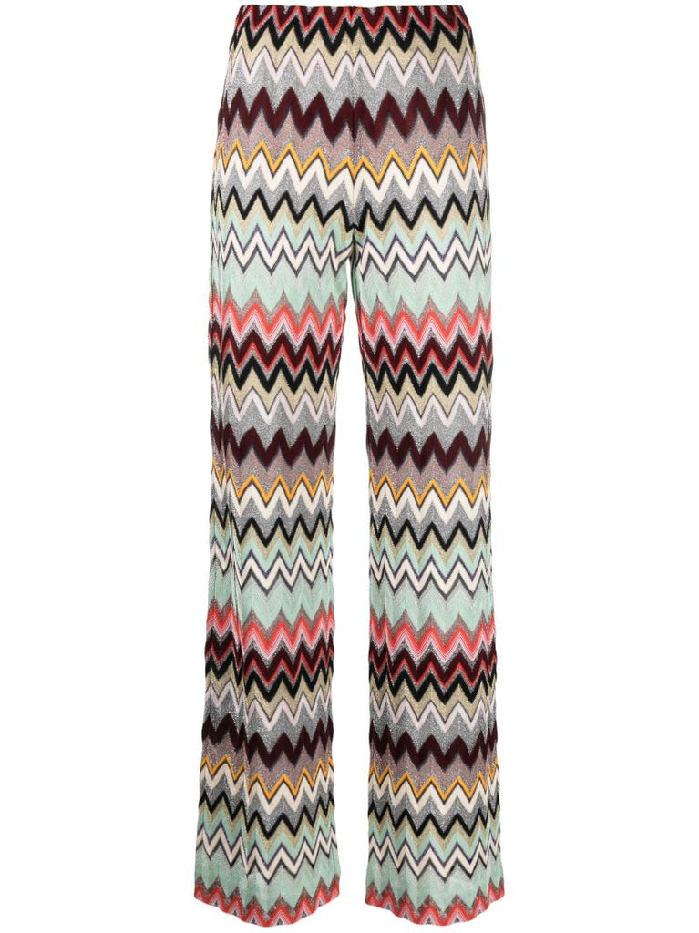 Green Wide-leg Crochet-knit Trousers