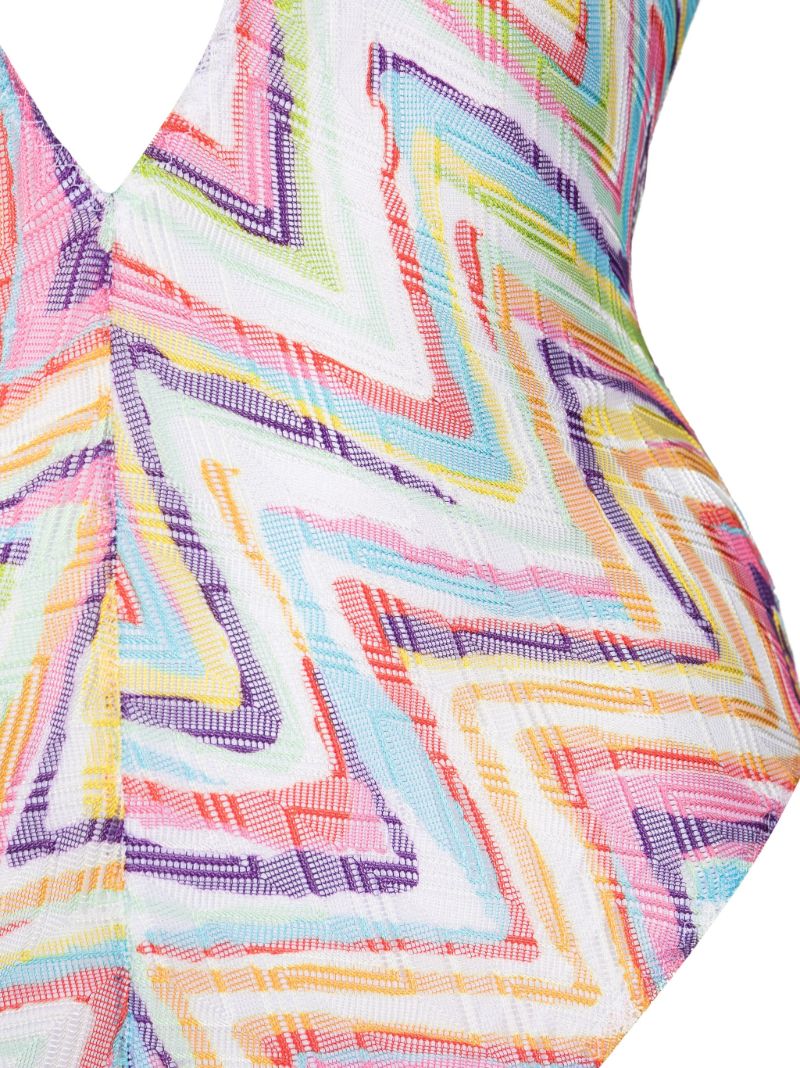 Pink Zigzag Crochet Knit Swimsuit