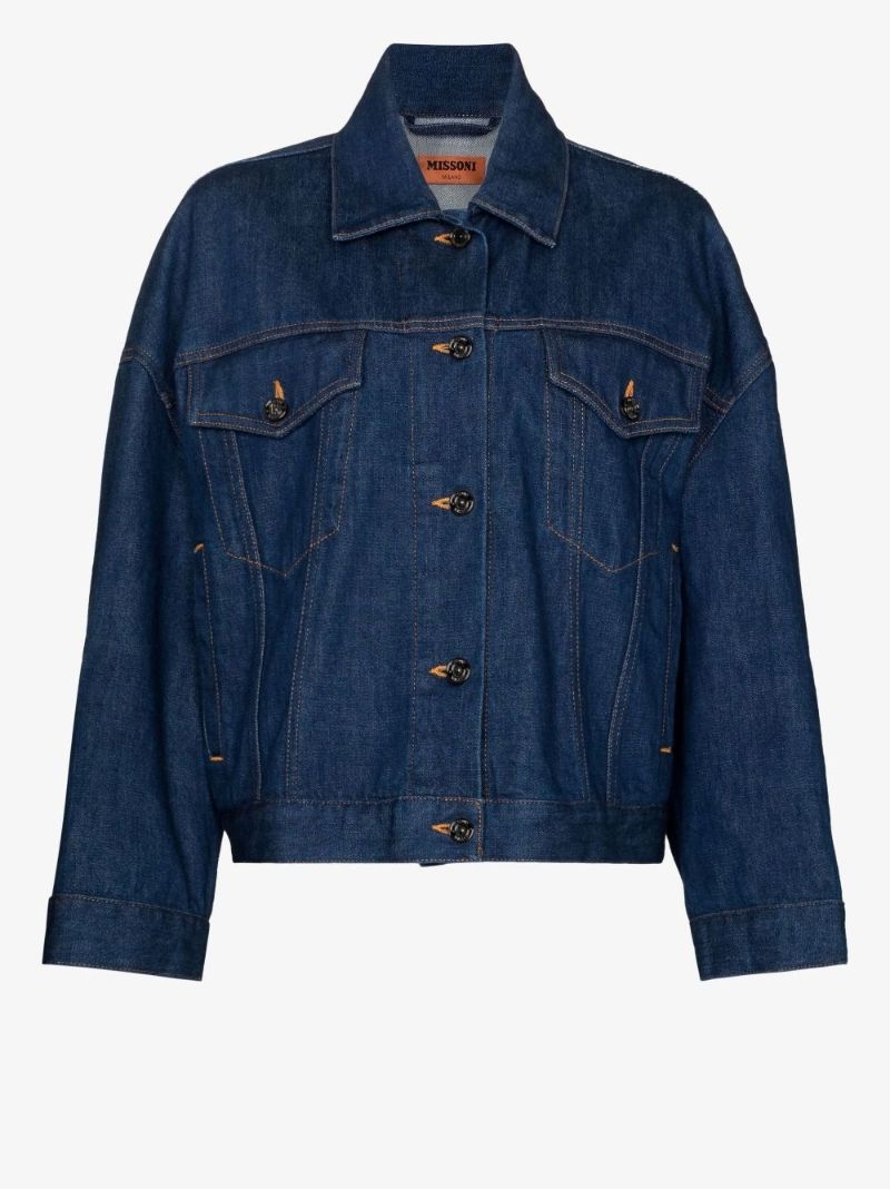 Blue Zigzag Back Denim Jacket