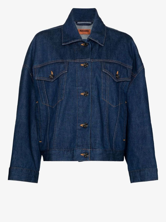 Blue Zigzag Back Denim Jacket