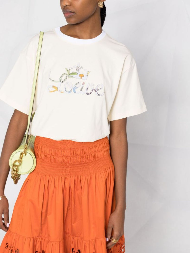 Floral Logo Cotton T-shirt