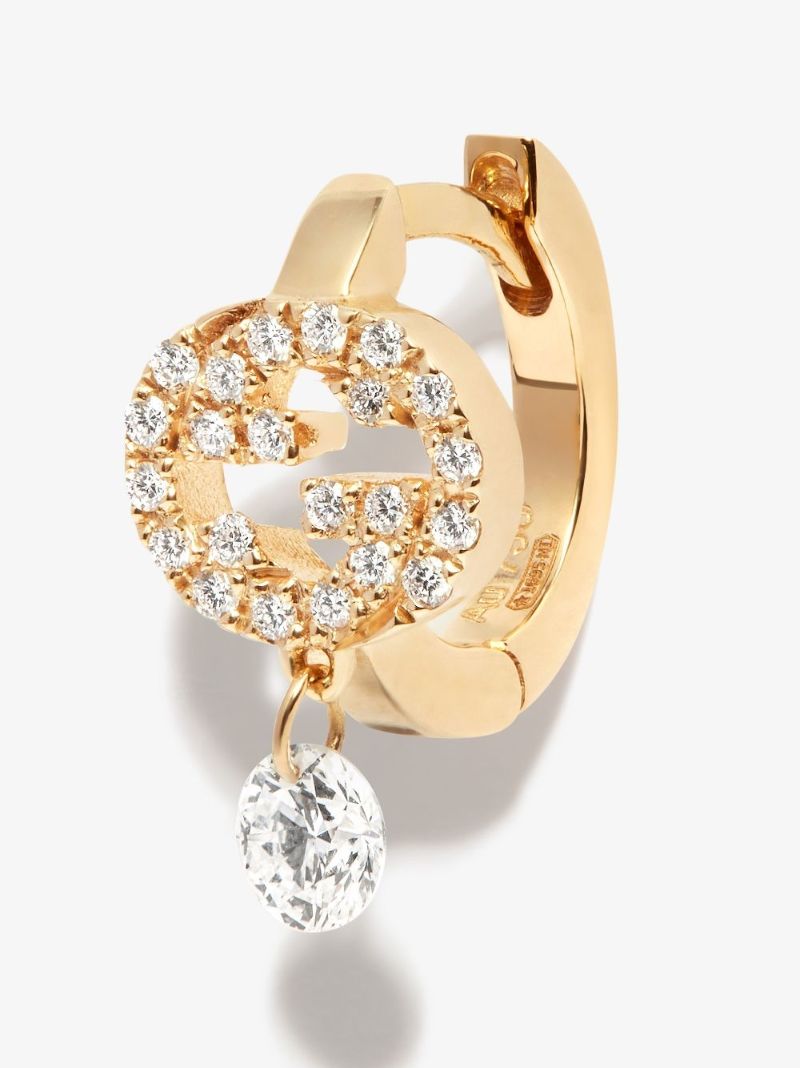 18k Yellow Gold Interlocking Diamond Earring