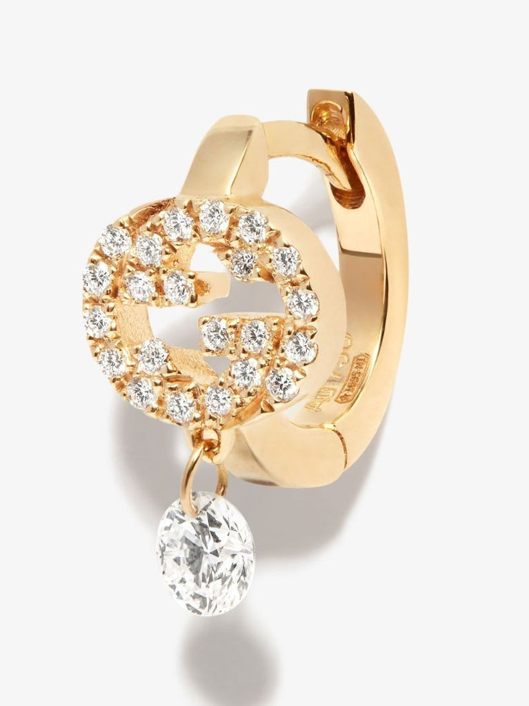 18k Yellow Gold Interlocking Diamond Earring