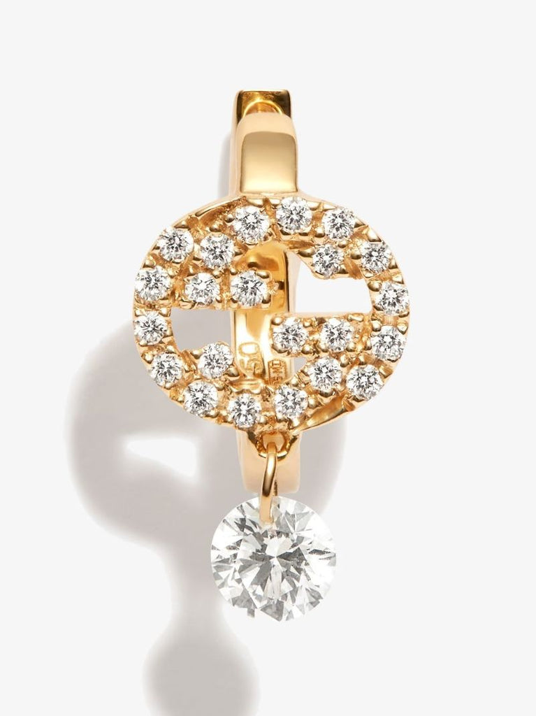 18k Yellow Gold Interlocking Diamond Earring