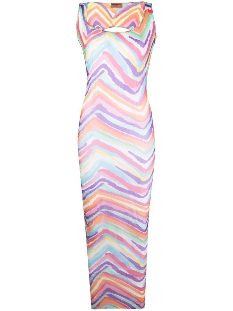 Orange Zigzag Print Maxi Dress