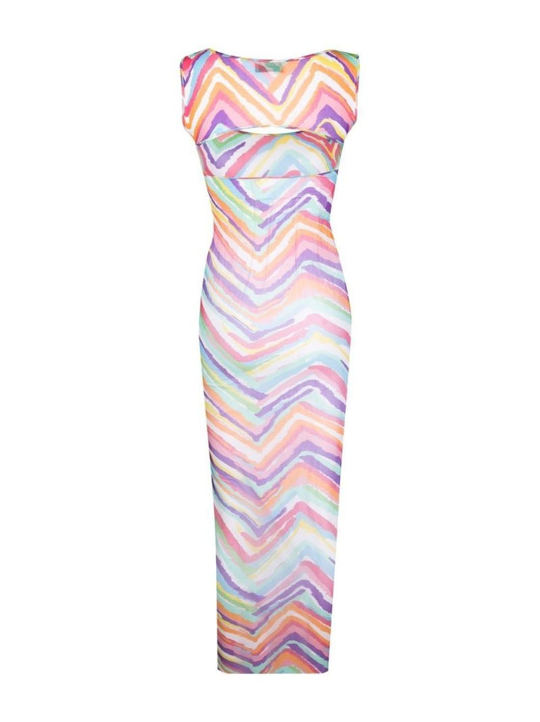 Orange Zigzag Print Maxi Dress
