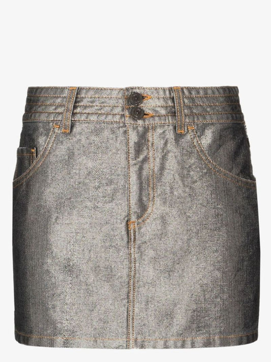 Silver Denim Mini Skirt