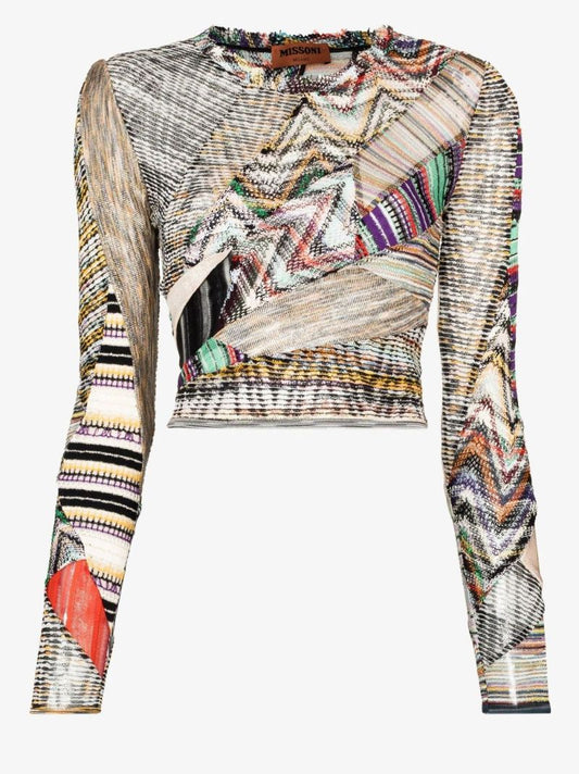 Patchwork Knit Crop Top