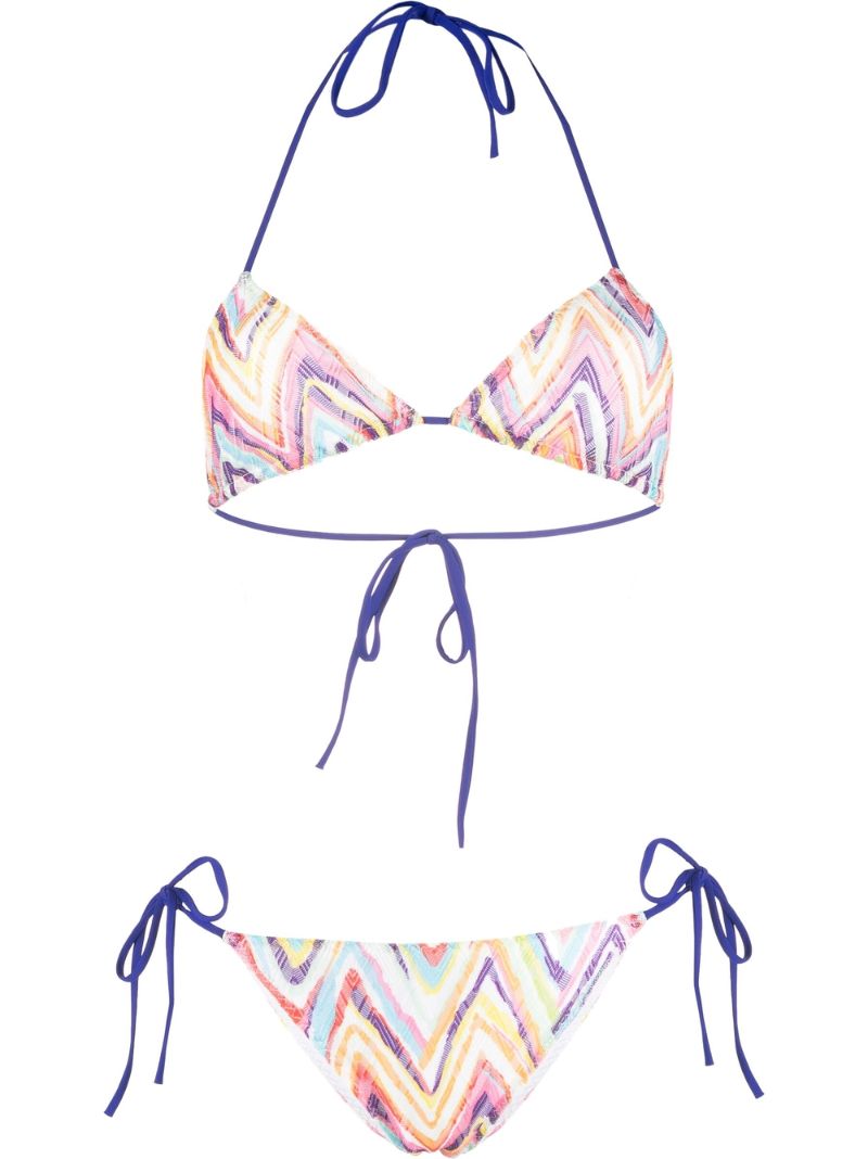 Purple Crochet Knit Triangle Bikini