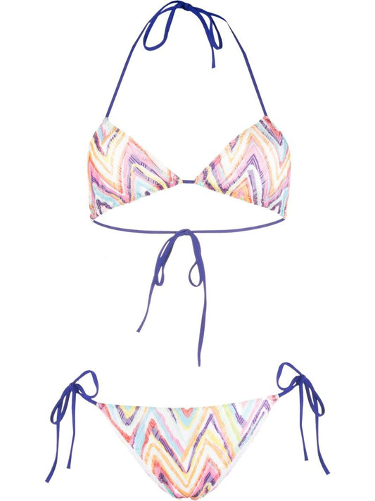 Purple Crochet Knit Triangle Bikini