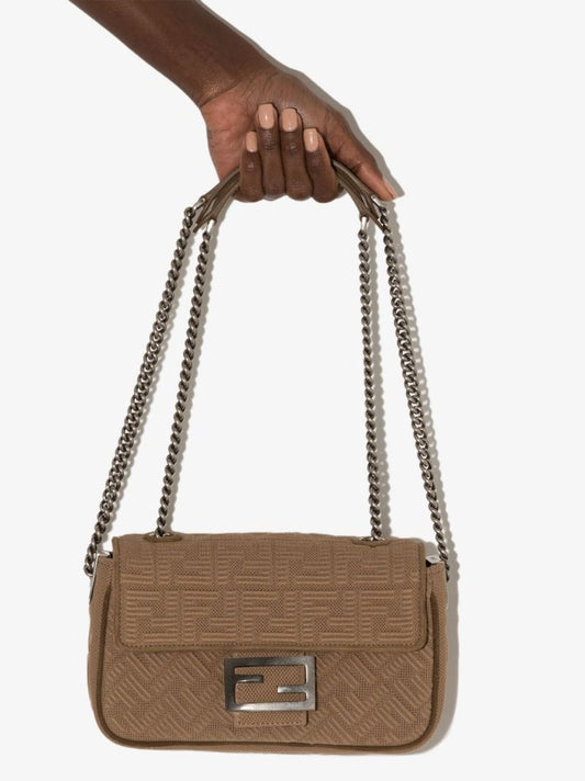 Neutral Baguette Chain Shoulder Bag