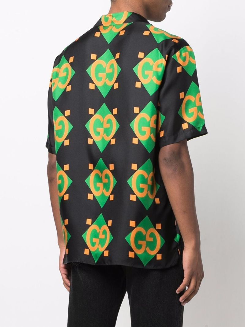 Gg Geometric Print Silk Bowling Shirt