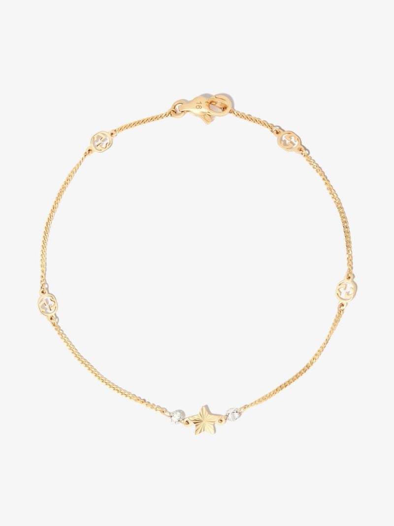 18k Yellow Gold Gg Star Diamond Bracelet