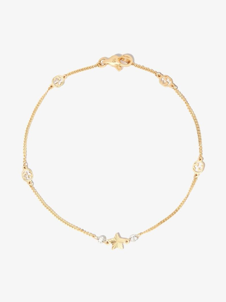18k Yellow Gold Gg Star Diamond Bracelet